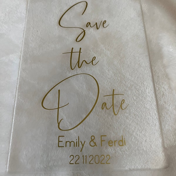 Save the Date | Acrylglas | Hochzeit | Einladung  |  Acryl | personalisiert | individuell | Hochzeitseinladung Deko Ankündigungskarten