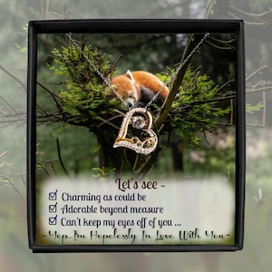 Roter Panda Geburtstags-Herz-Halskette Clever Roter Panda-Karte Geschenk-personalisierte Mitteilungs-Begrüßung eingeschlossen Jahrestagsgeschenk für Frau Halskette Geschenk