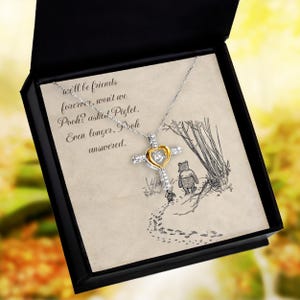 Cadeau original Winnie l'ourson amis femme idée cadeau d'anniversaire pour elle anniversaire collier pour femme bijoux carte message classique ourson ours