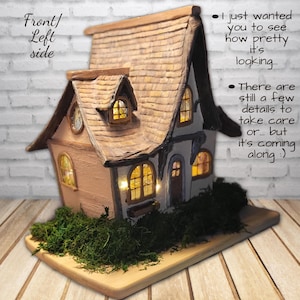 Fairy Cottage Whimsical Fairy Lamp Night Light Woodland Fantasy Cottage Hand Crafted Sculpture Lighting Design Fairy Garden Decor Whimsical image 15