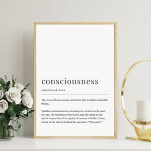 Consciousness Definition Print, Spiritual Definitions Wall Art, Trendy Home Decor Poster, Definition Digital Printable, Digital Download