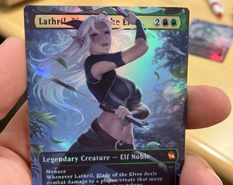 Lathril, Blade of the Elves Foil Full Borderless Metal Proxy
