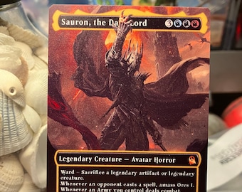 Sauron, the Dark Lord Borderless Neon Metal Proxy for Commander