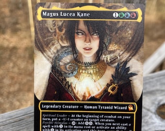 Magus Lucea Kane Borderless Neon Metal Proxy for Commander