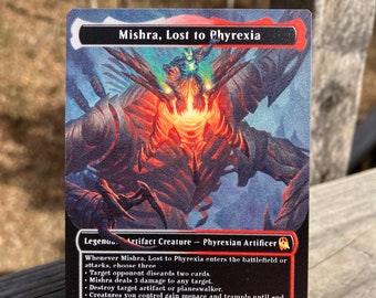Mishra, Lost to Phyrexia Borderless Neon Metal Proxy