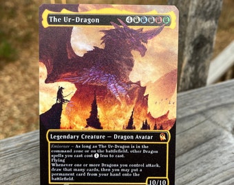 The Ur-Dragon Borderless Neon Metal Proxy for Commander