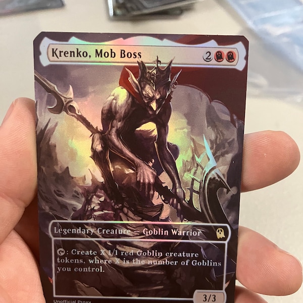 Krenko, Mob Boss Foil Full Borderless Metal Proxy for Commander