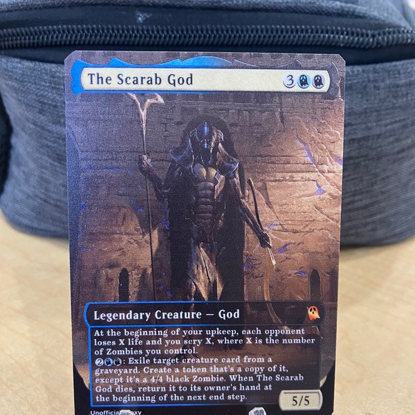 The Scarab God Full Borderless Metal Proxy for Commander