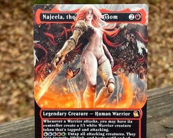 Najeela, the Blade-Blossom Borderless Neon Metal Proxy for Commander