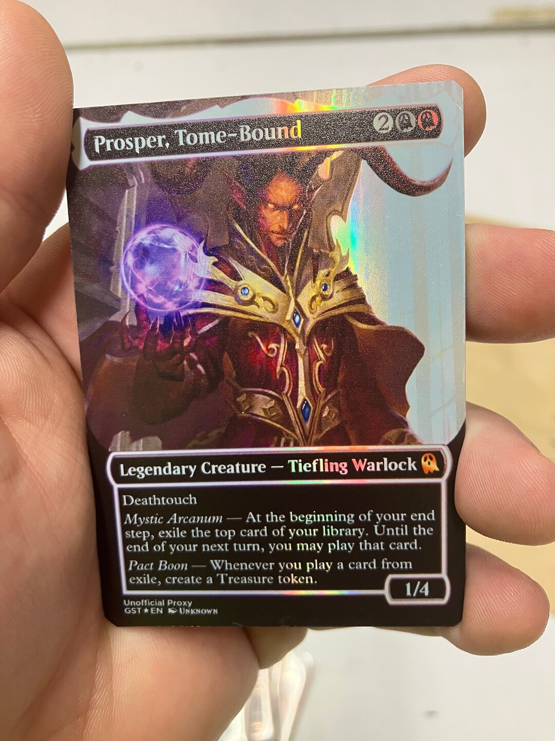 Prosper, Tomebound Holographic Borderless Metal Proxy for Commander Etsy