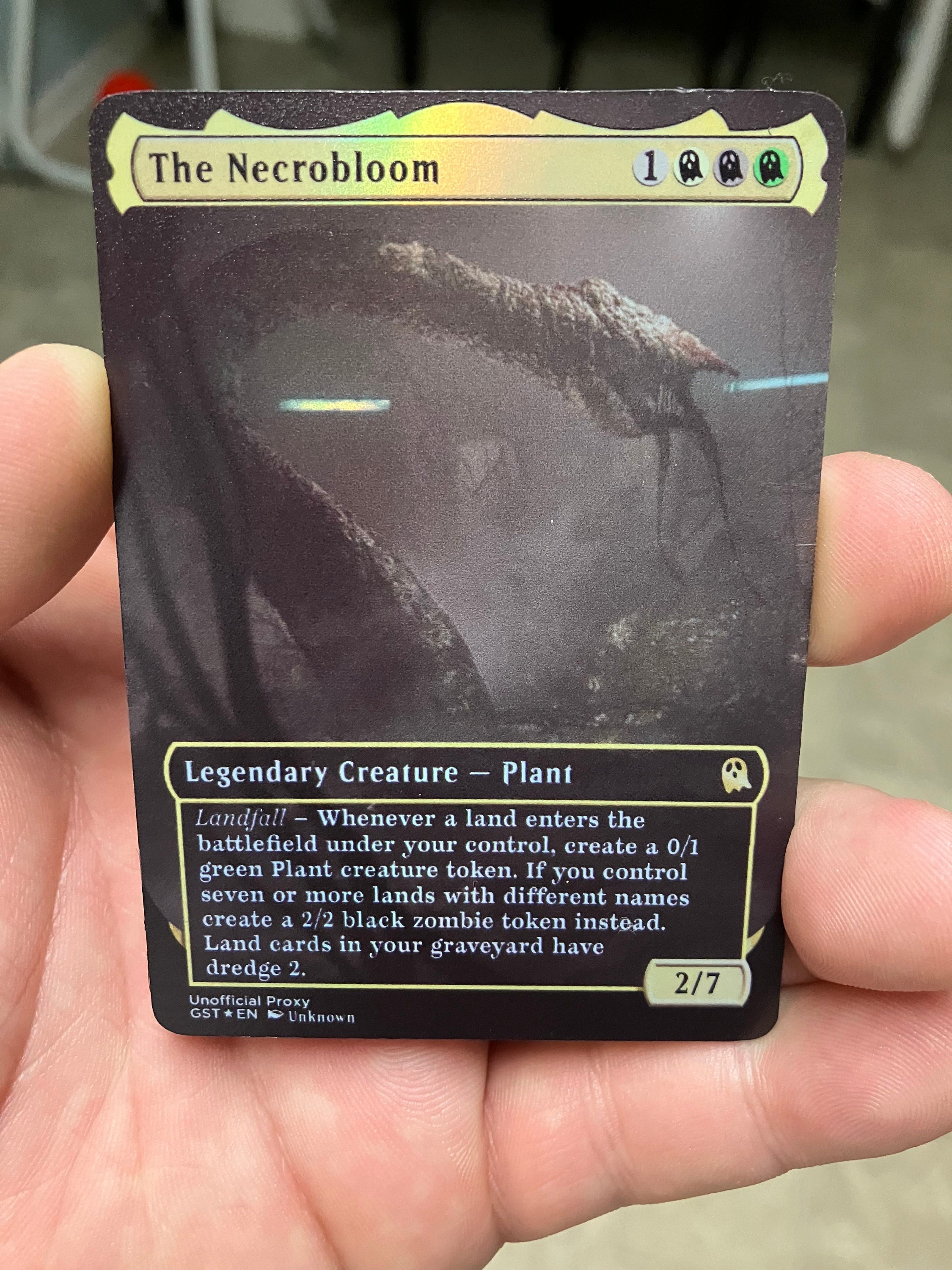 The Necrobloom Foil Full Borderless Metal Proxy for
