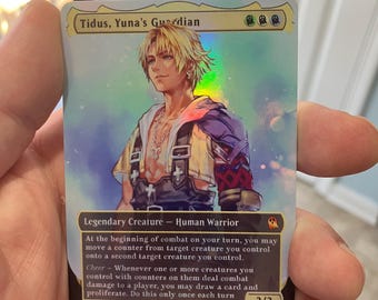 FF X MTG Holo Foil Proxy Card - Tidus, Yuna's Guardian - Diagonal