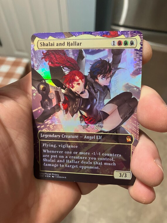 Shalai and Hallar Foil Full Borderless Metal Proxy for