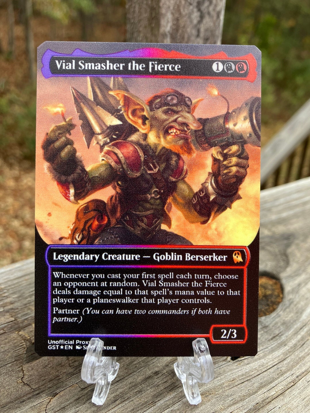 Vial Smasher the Fierce Borderless Neon Metal Proxy for Commander Etsy