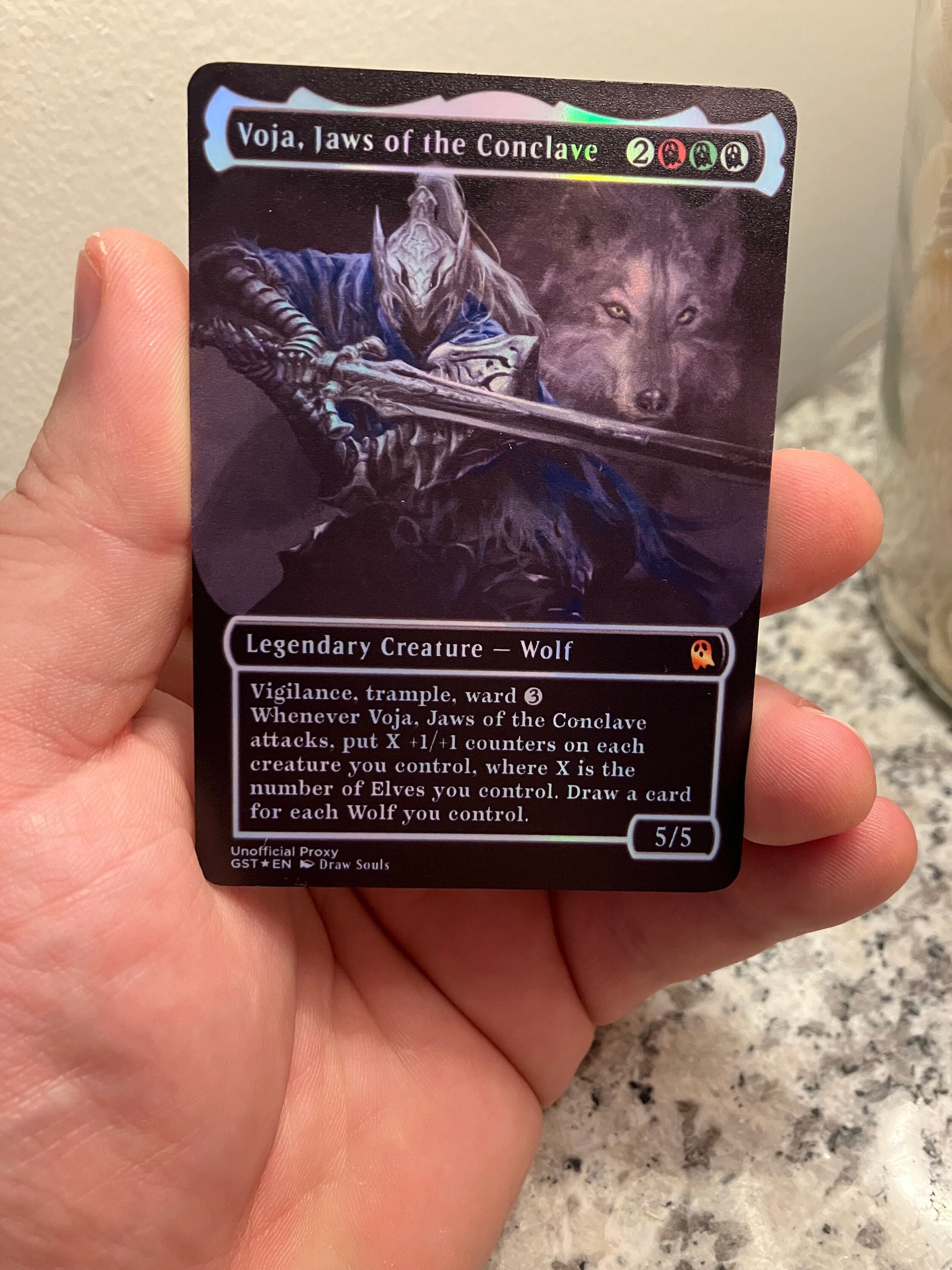 Voja, Jaws of the Conclave Foil Borderless Neon Metal Proxy