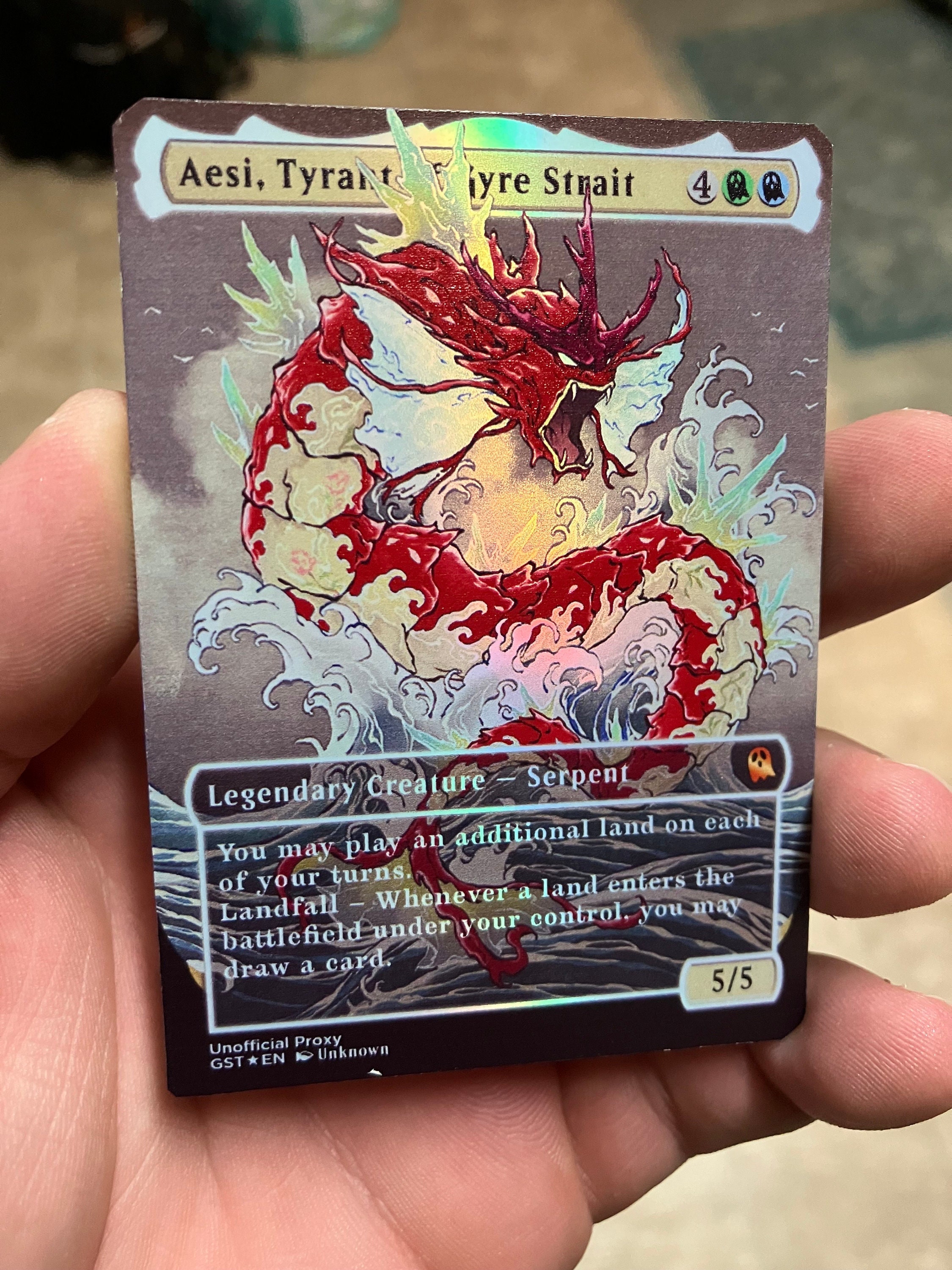 Aesi, Tyrant of Gyre Strait Foil Full Borderless Metal Proxy Aesi, Tyrant of Gyre Strait Foil Full Borderless Metal Proxy