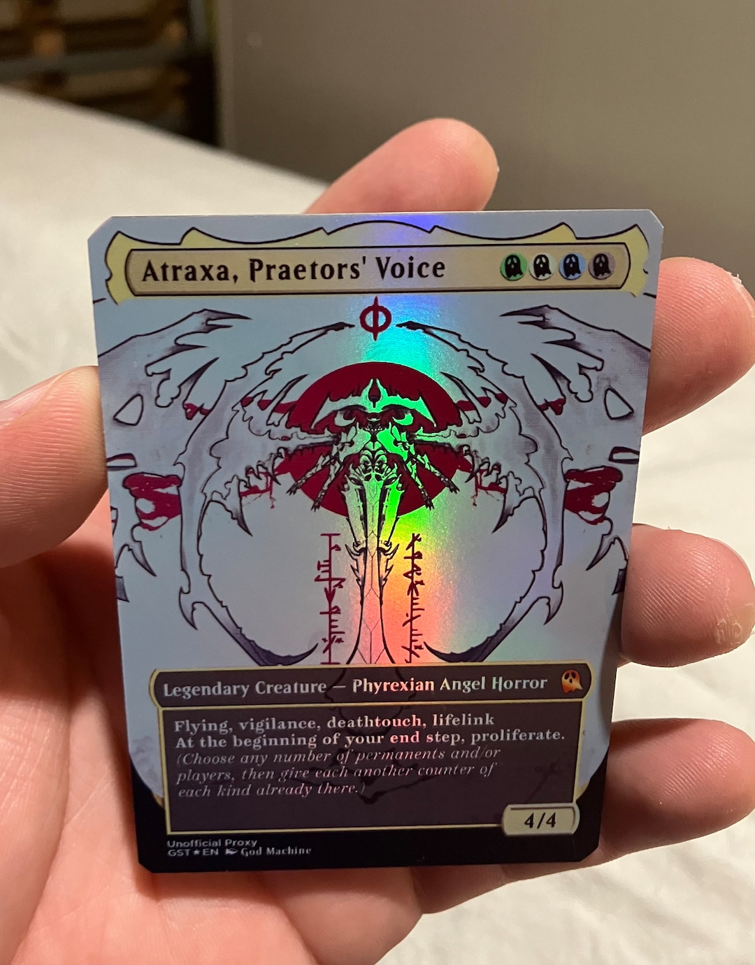 Atraxa, Praetors' Voice Foil Full Borderless Metal Proxy for