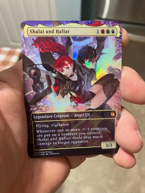 Shalai and Hallar Foil Full Borderless Metal Proxy for