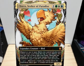 Choco, Seeker of Paradise Full Borderless Metal Proxy for Commander