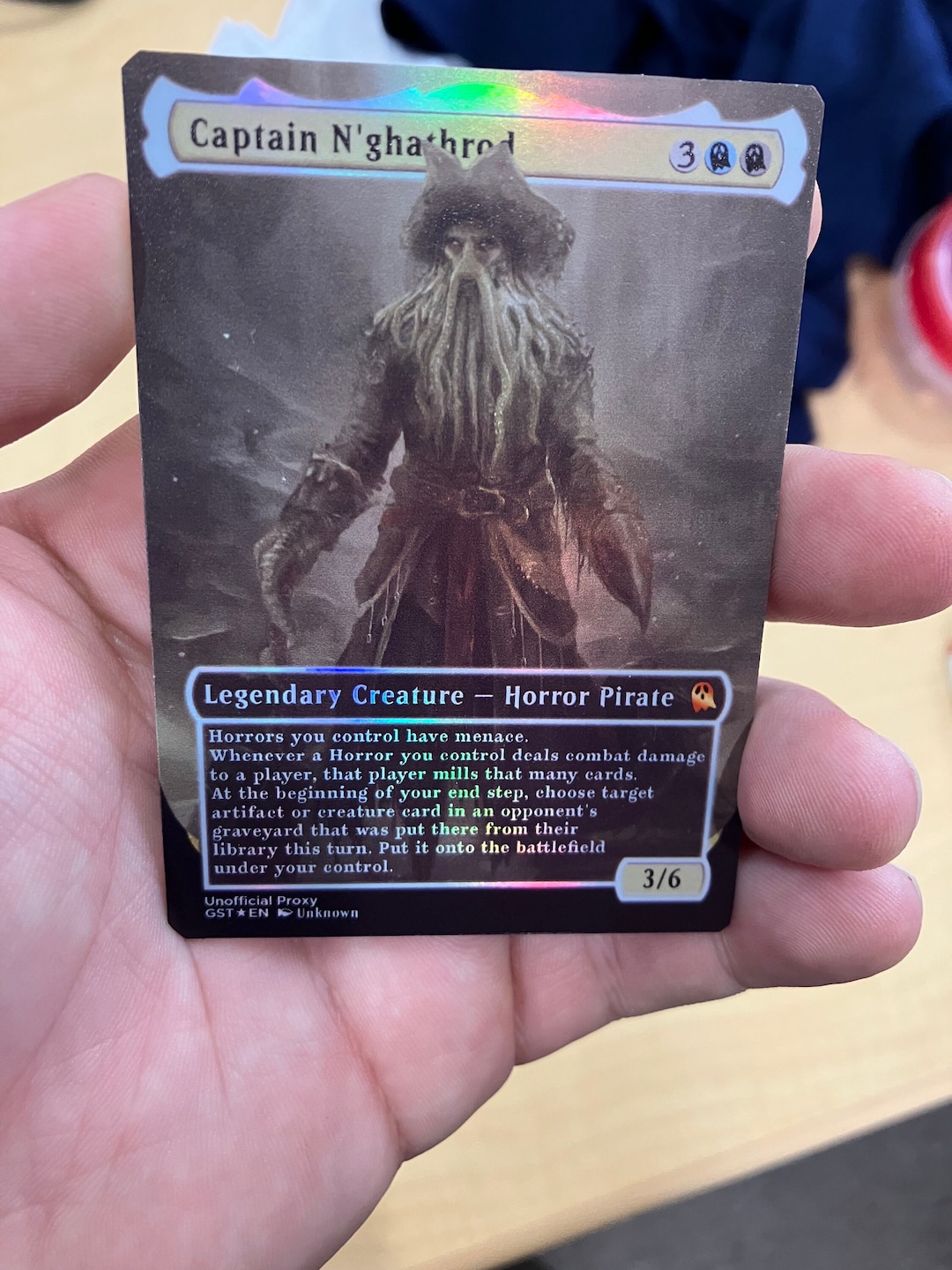 Captain N'ghathrod Foil Full Borderless Metal Proxy for Commander