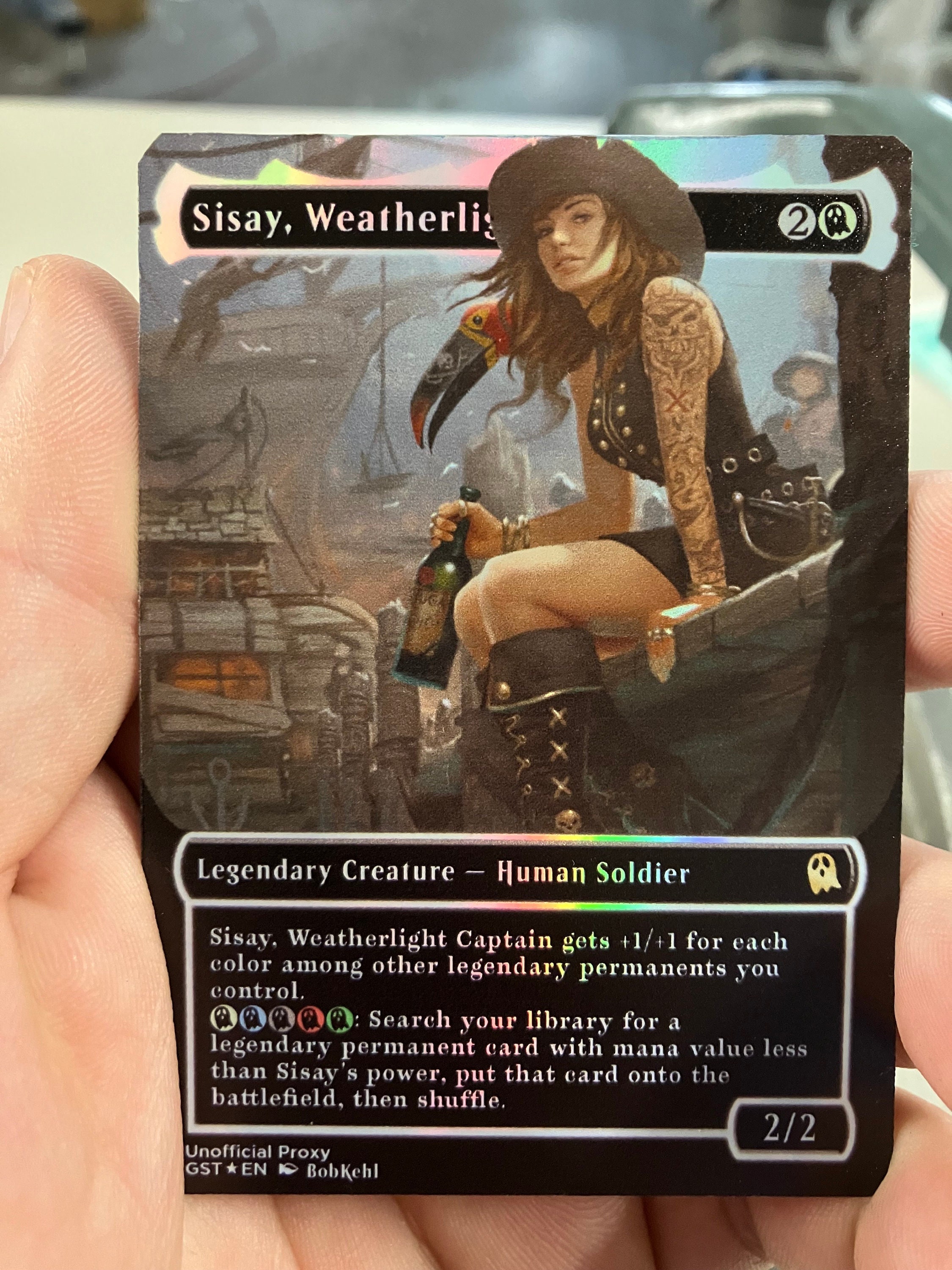 Sisay, Weatherlight Captain Foil Borderless Metal Proxy for Sisay, Weatherlight Captain Foil Borderless Metal Proxy for