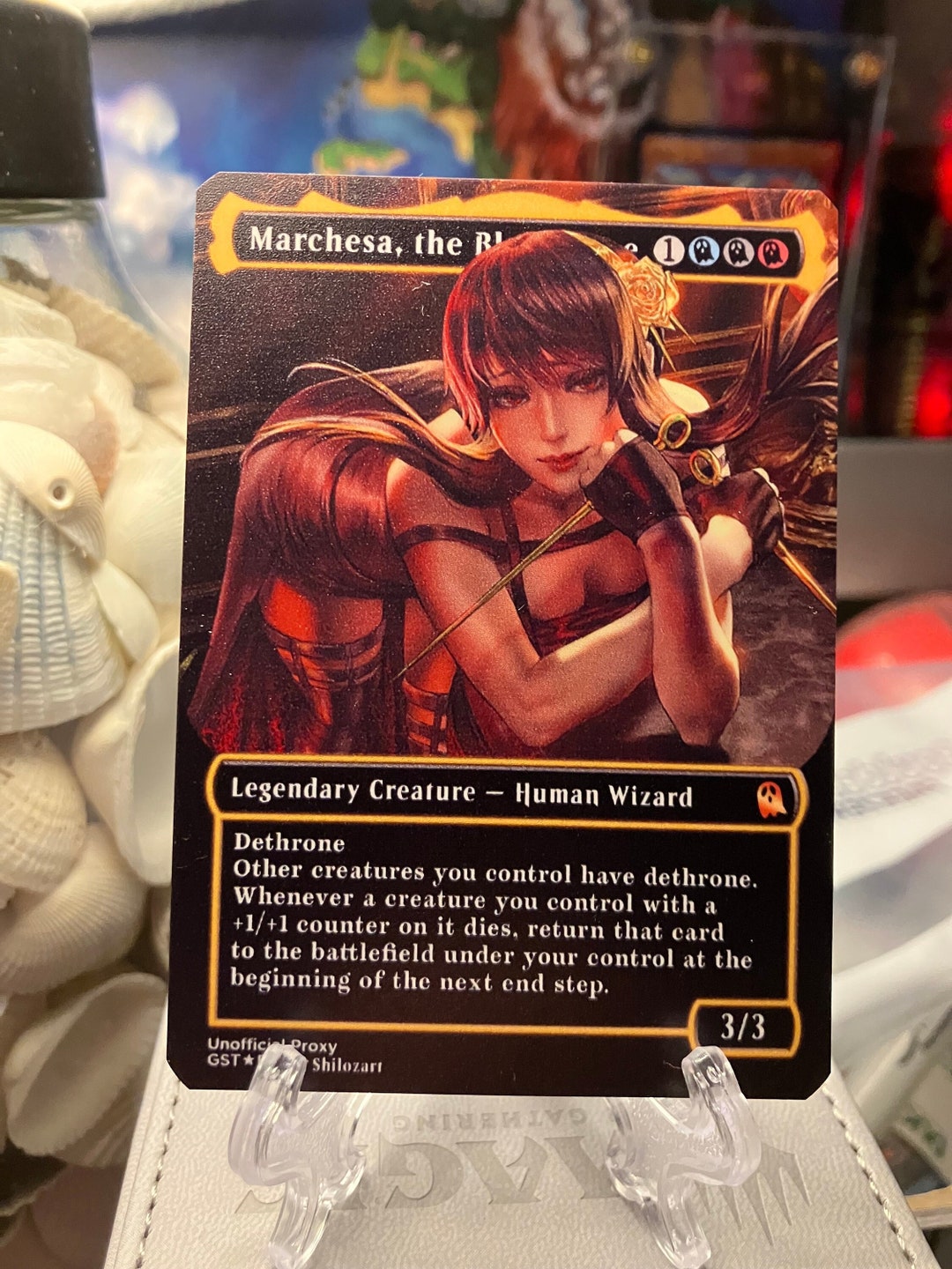 Marchesa, the Black Rose Borderless Neon Metal Proxy for Commander Etsy
