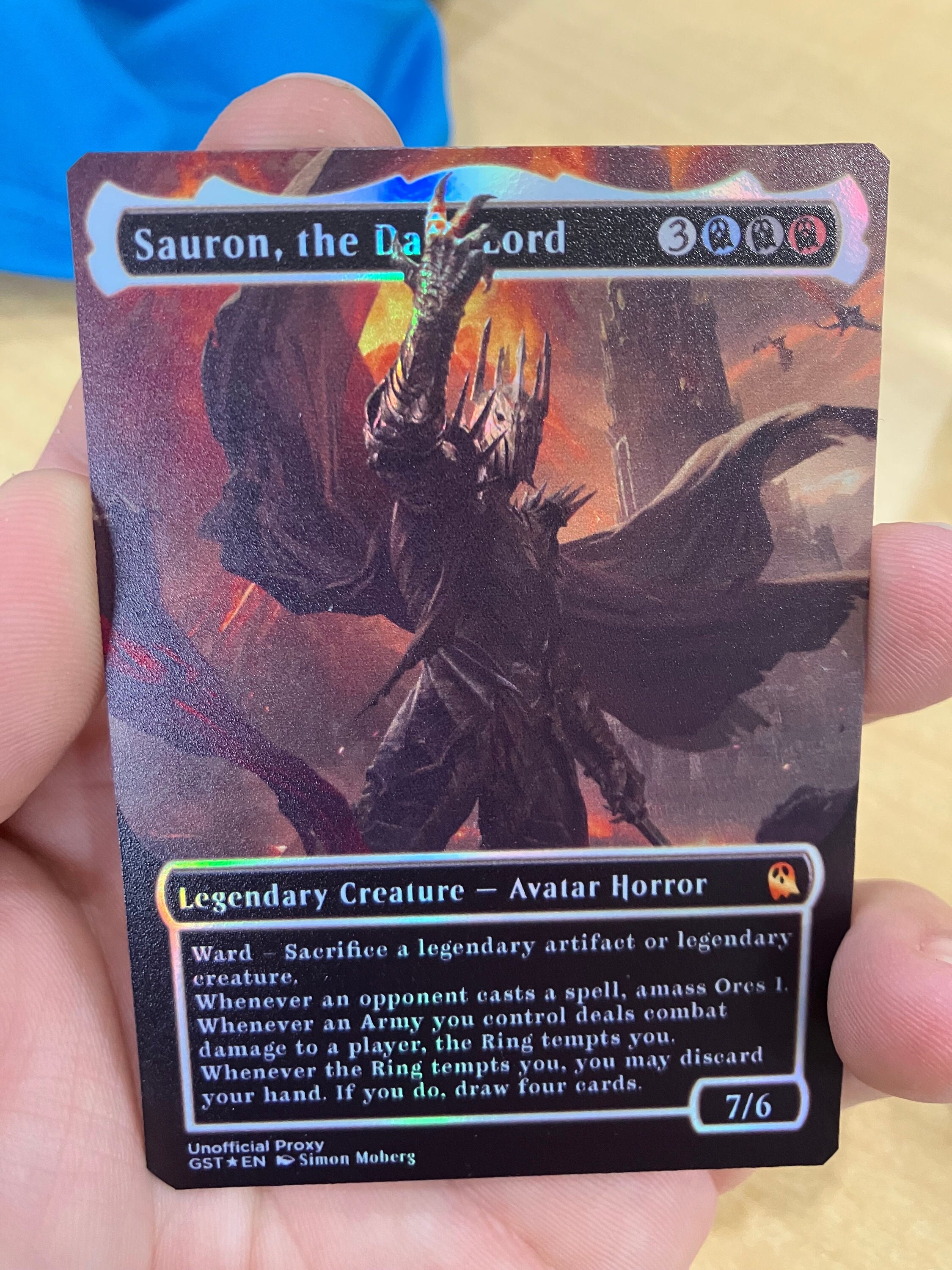 Sauron, the Dark Lord Foil Borderless Neon Metal Proxy for Sauron, the Dark Lord Foil Borderless Neon Metal Proxy for