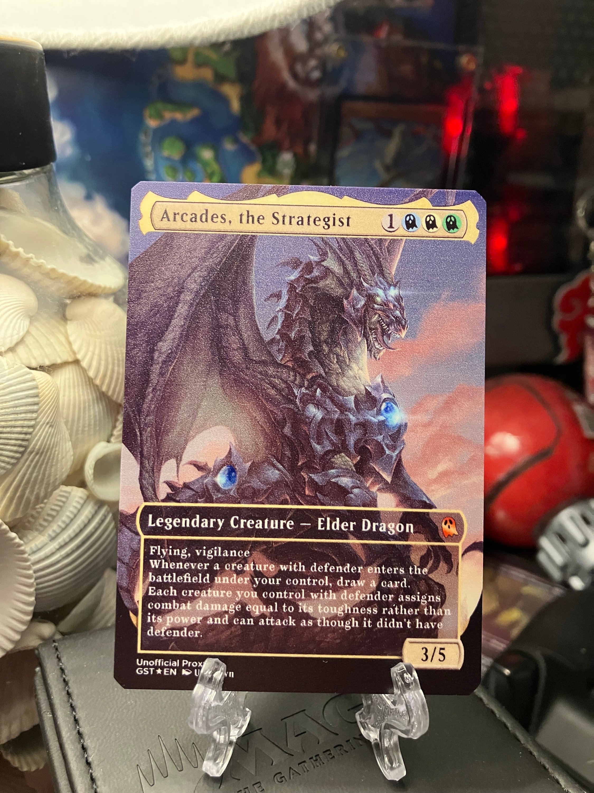 Arcades, the Strategist Full Borderless Metal Proxy for Commander