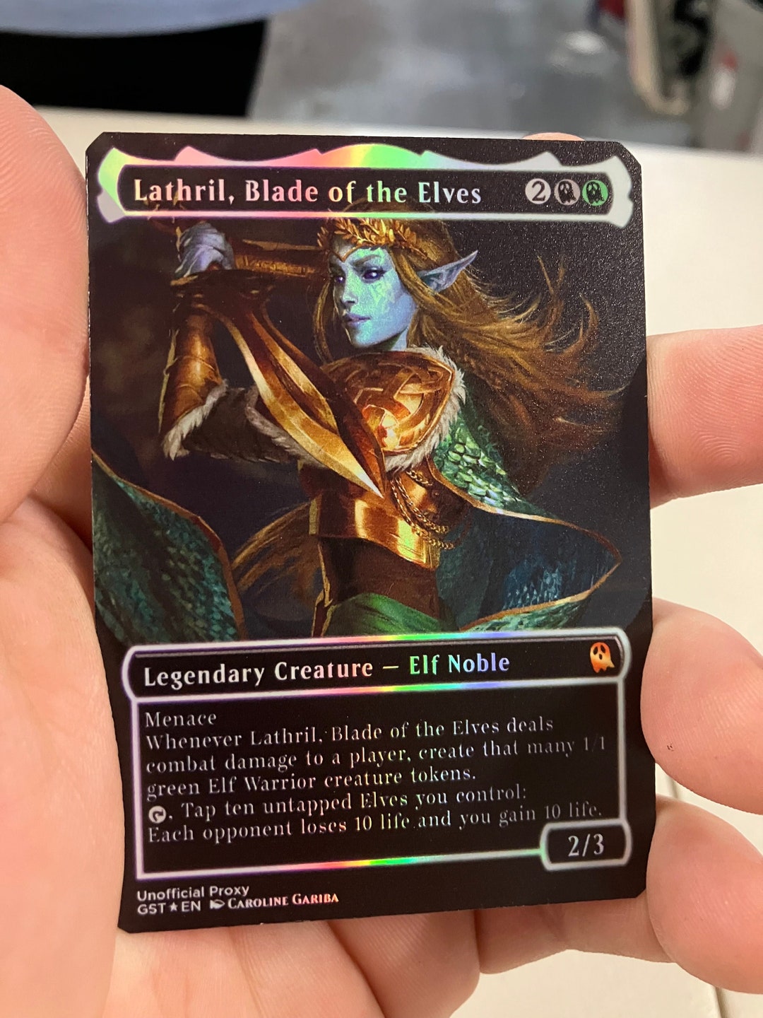 Lathril, Blade of the Elves Foil Borderless Metal Proxy for Commander Etsy