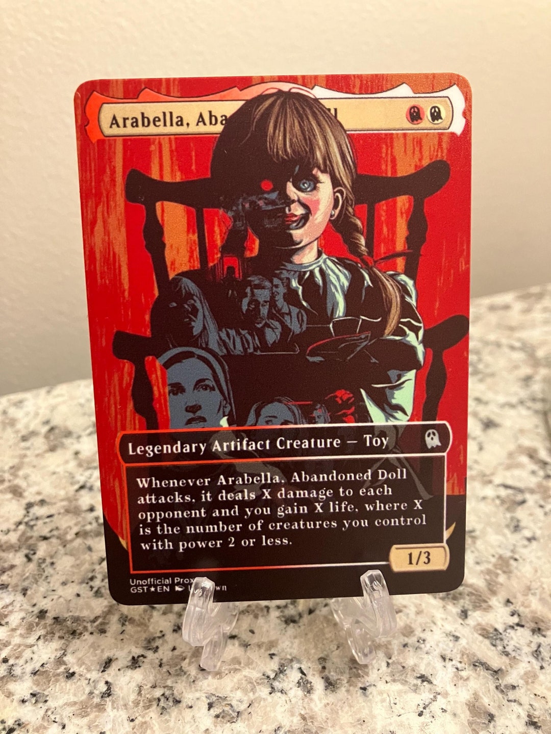 Arabella, Abandoned Doll Full Borderless Metal Proxy for Commander