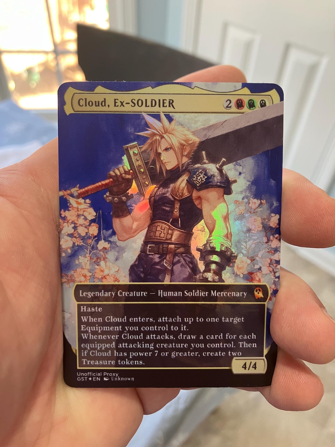 Cloud, Ex-soldier Foil Full Borderless Metal Proxy for Commander