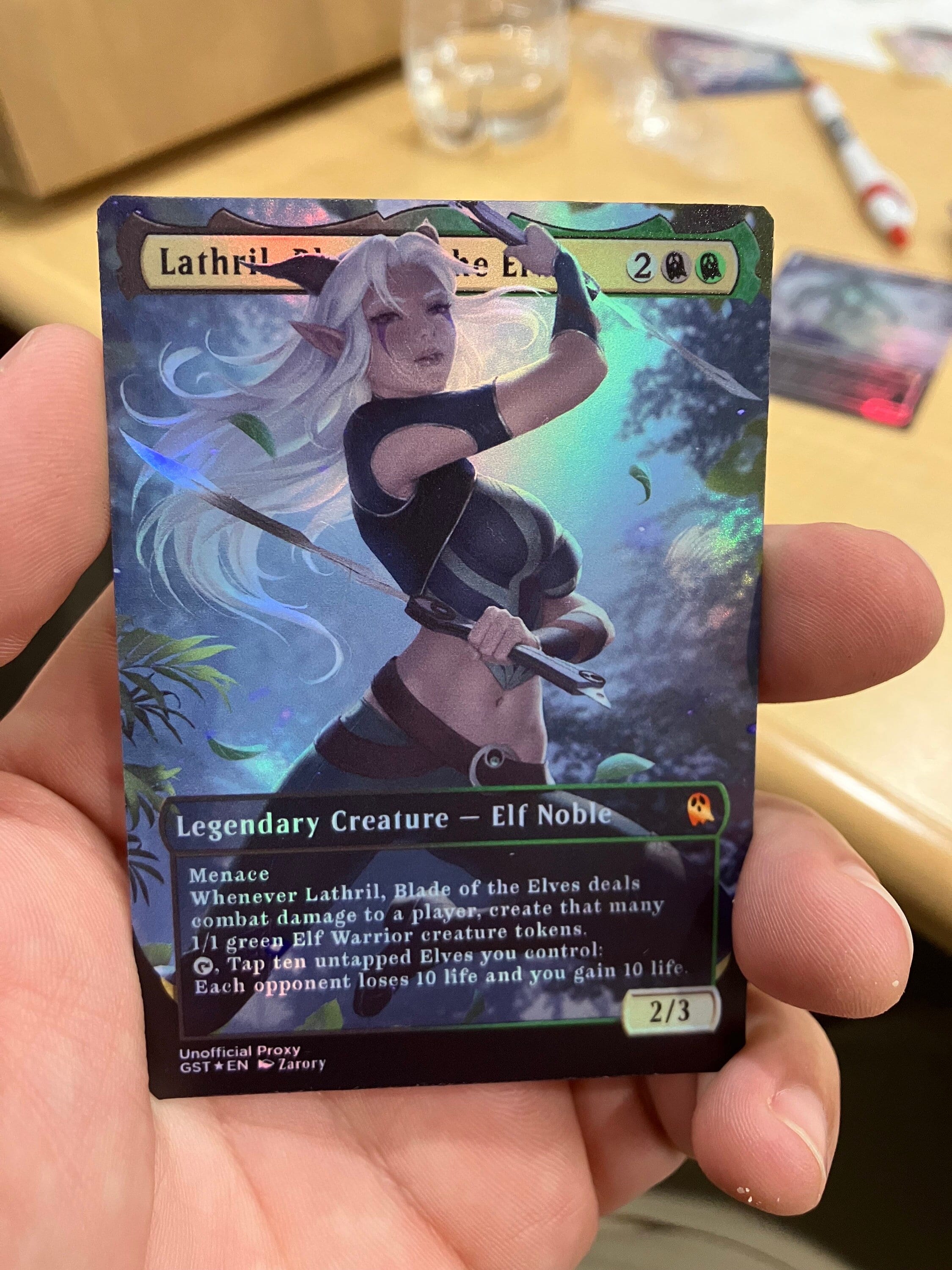 Lathril, Blade of the Elves Foil Full Borderless Metal Proxy
