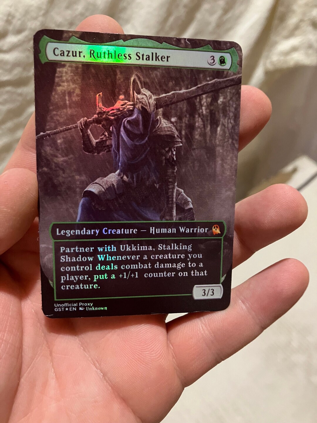 Cazur, Ruthless Stalker Foil Full Borderless Metal Proxy for