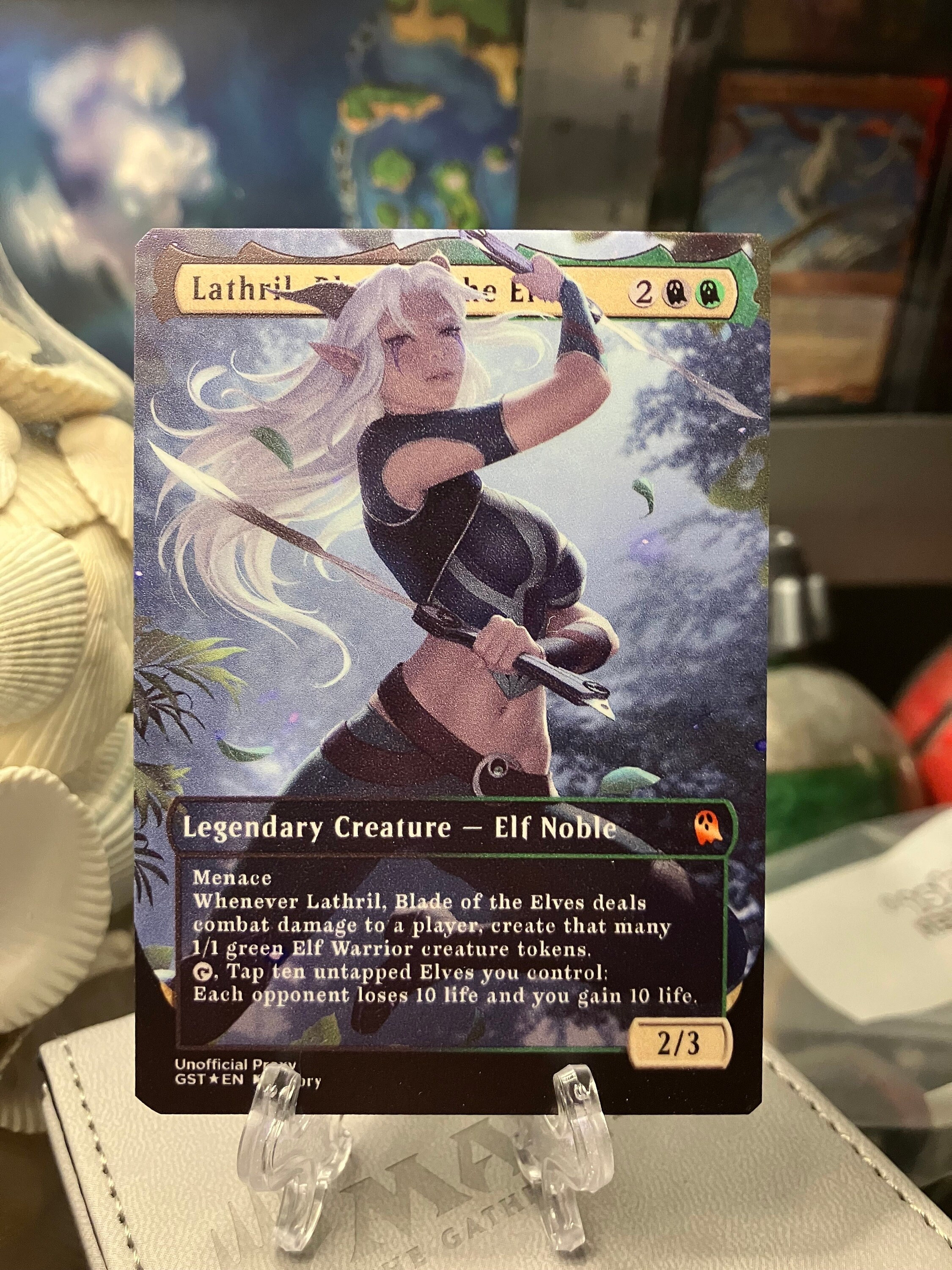 Lathril, Blade of the Elves Full Borderless Metal Proxy for