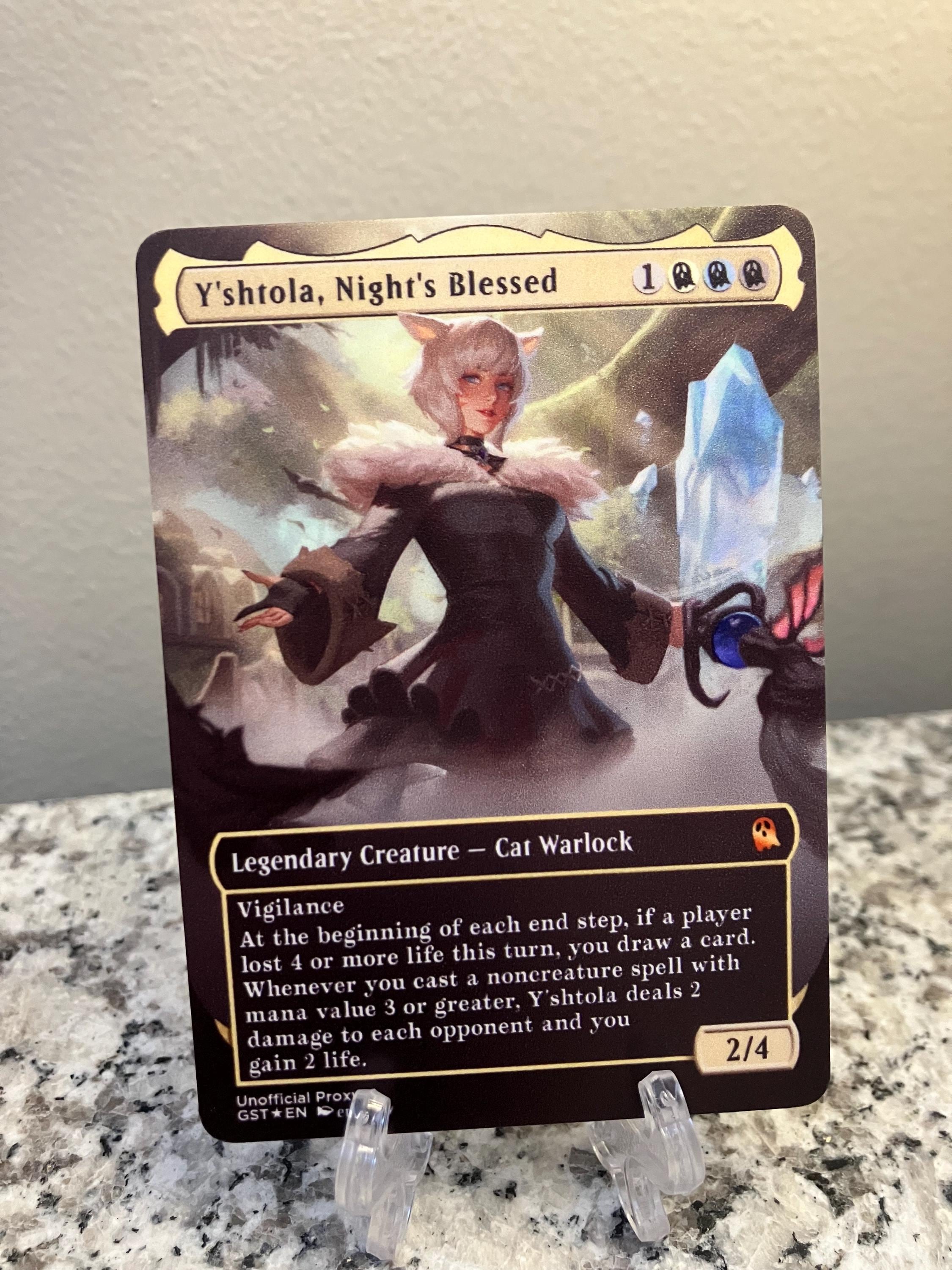 y'shtola art card mtg Y'shtola, Night's Blessed Full Borderless Metal Proxy for Commander