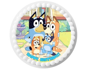Cake Topper Bluey Edible Image Birthday Round Circle