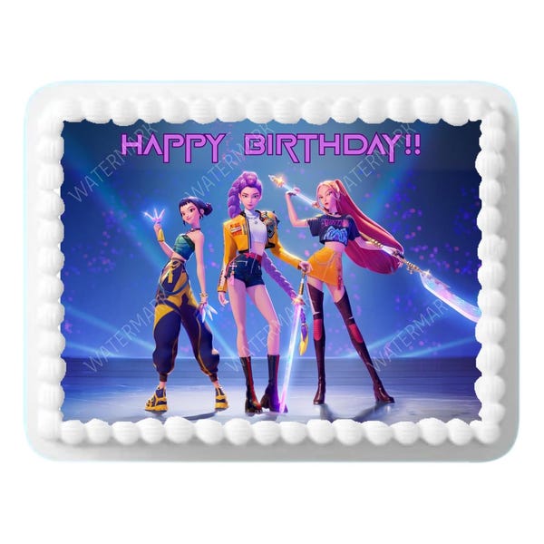 Edible Cake Topper Kpop 8.5 X 11 inch Hunters Custom Perzonalized Birthday Cake Demons