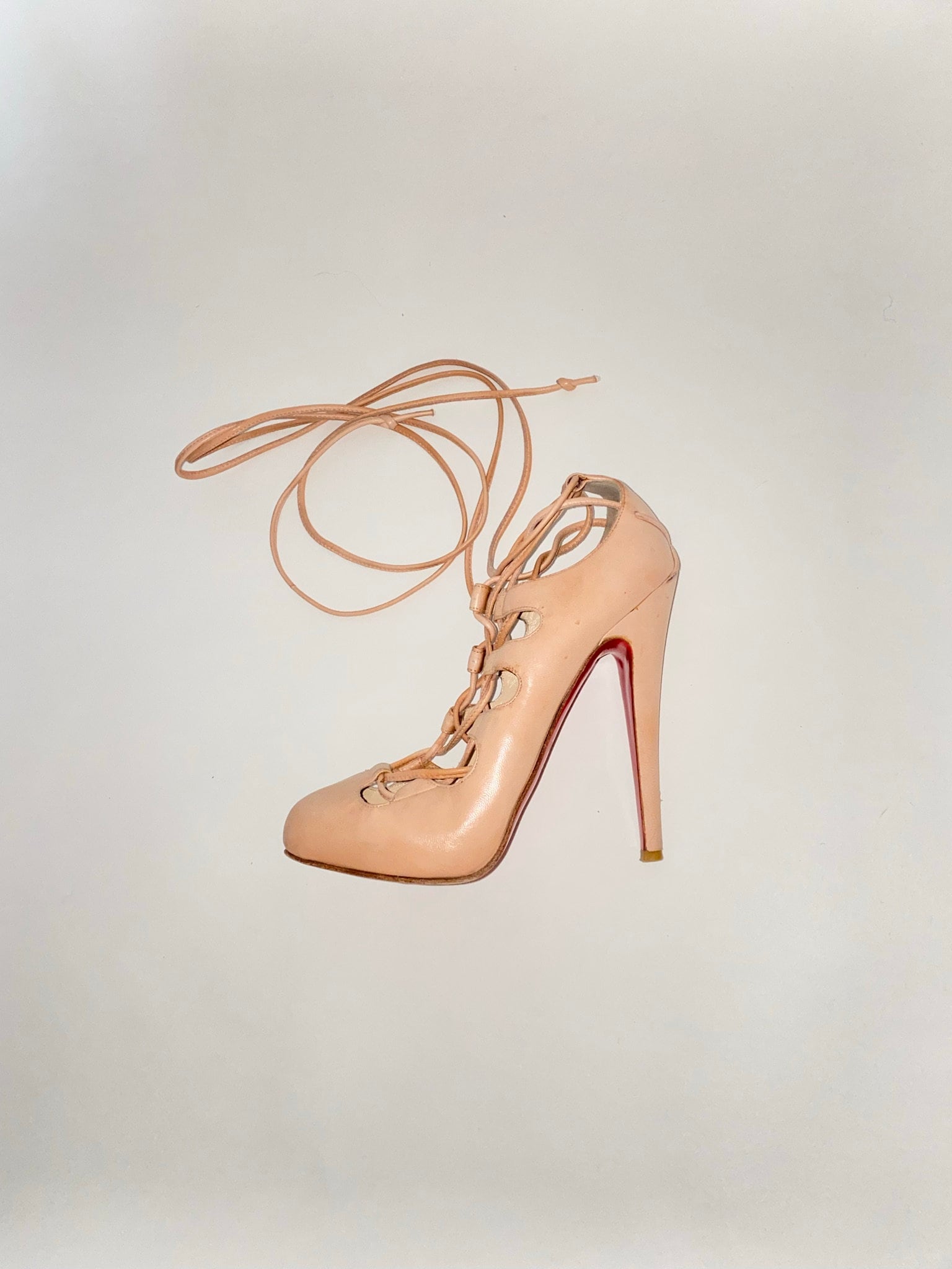 Christian Louboutin Lace up Heels Beige Ballerina Dancer Christian Louboutin Lace up Heels Beige Ballerina Dancer