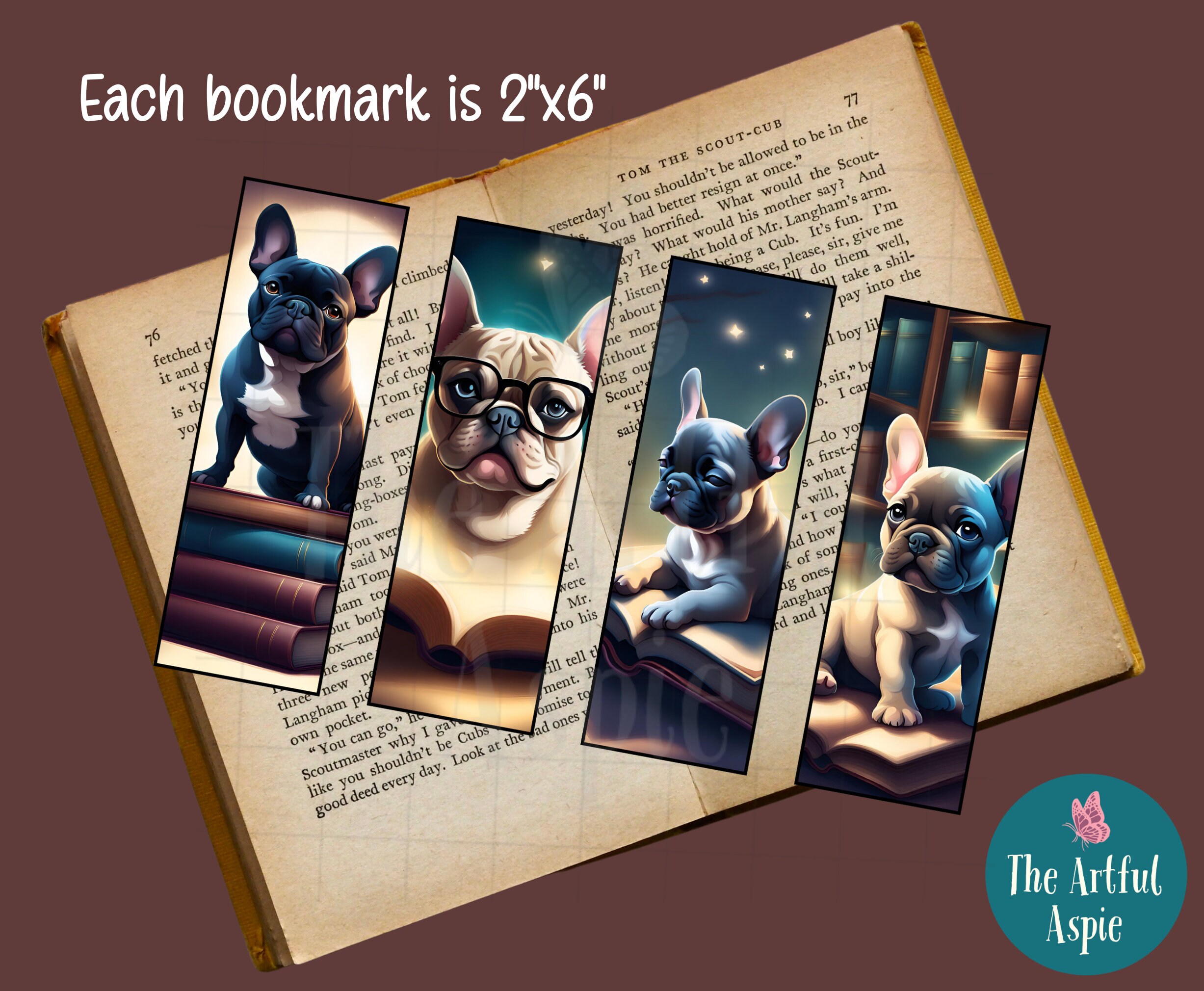 French Bulldog Printable Bookmarks Set of 4 for Dog Lovers Instant ...