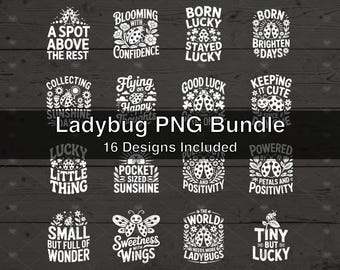 Ladybug Puns PNG Bundle - 16 T-Shirt Designs for DTF, DTG, Screen Printing
