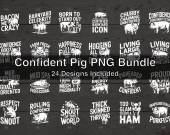 Confident Pig PNG Bundle - 24 T-Shirt Designs for DTF, DTG, Screen Printing