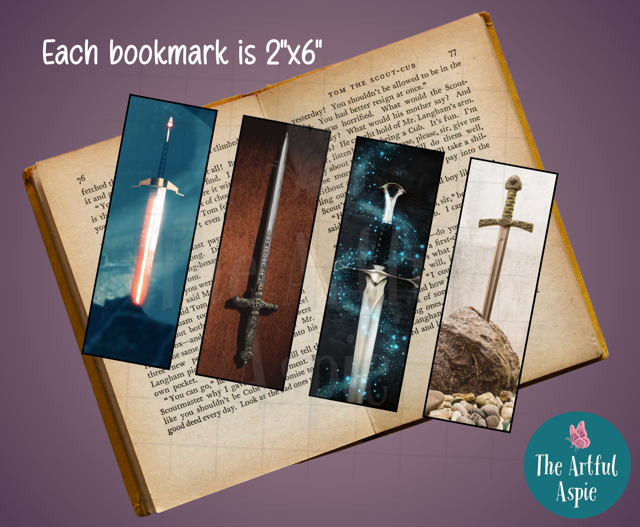 Printable Medieval Sword Bookmarks Set of 4 Designs for DIY 8.5x11 Paper Printing - Etsy