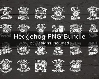 Funny Hedgehog PNG Bundle - 23 T-Shirt Designs for DTF, DTG, Screen Printing