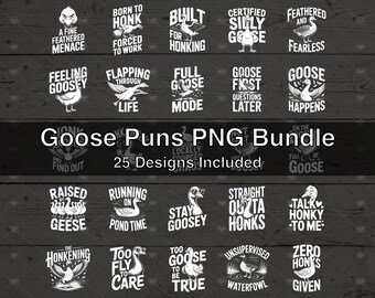 Goose Puns PNG Bundle - 25 T-Shirt Designs for DTF, DTG, Screen Printing