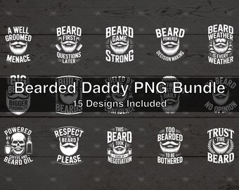 Bearded Daddy PNG Bundle - 15 T-Shirt Designs for DTF, DTG, Sublimation, Screen Printing