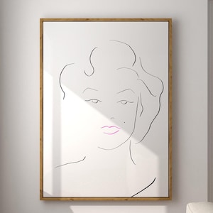 Stampa labbra rosa Marilyn Monroe, decorazione per la stanza delle ragazze adolescenti, poster femminista, decorazione per la stanza preppy, abito Marilyn Monroe, stampa fotografica Marilyn Monroe