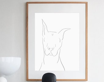 Dobermann Silhouette Kunstdruck, Minimalistisches Geschenk für Hundeliebhaber (Digitaler Download)
