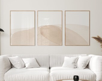 Abstrakte Dünenlandschaft Print-Set, Beige Aquarell-Kunst (Digitaldruck)