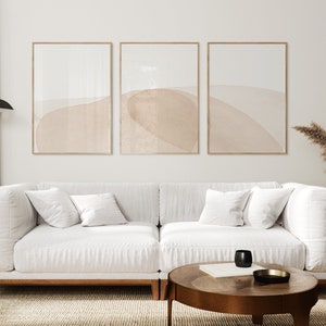 Abstract Dune Landscape Print Set, Beige Watercolor Art (Digital Print)