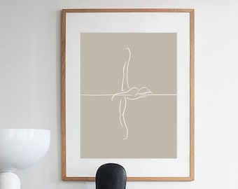 Minimalistische Ballerina-Linie Kunstdruck, skandinavisches Dekor (Digitaldruck)